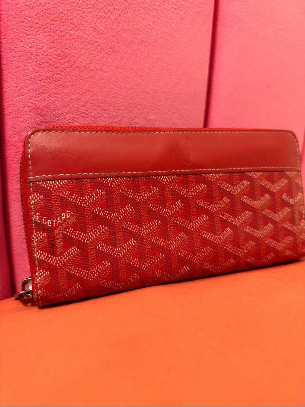 Goyard Red Long Zip Continental Wallet